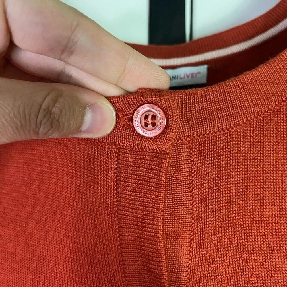Isaac Mizrahi Orange Cardigan Sweater Button Down High Low Cut NWT size 1X - Picture 5 of 15